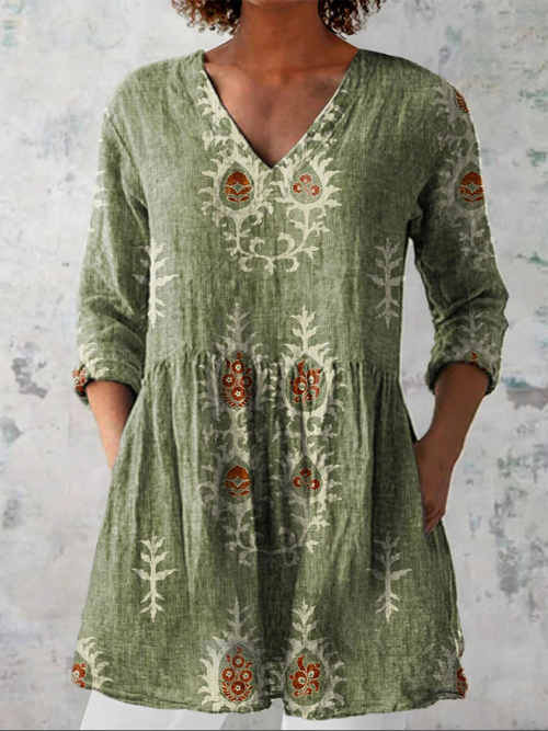 Elise™ | Long Blouse with V-Neck