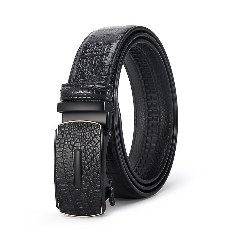 Savio™ | Men’s Crocodile Pattern Leather Belt – Automatic Buckle
