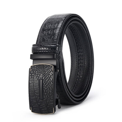 Savio™ | Men’s Crocodile Pattern Leather Belt – Automatic Buckle