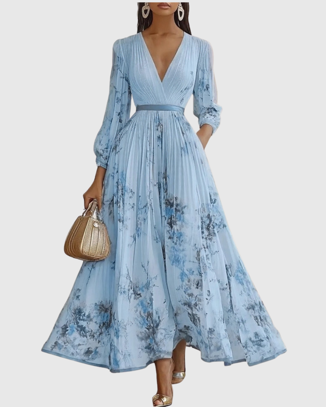 Rowella™ | Elegant Pleated Maxi Dress