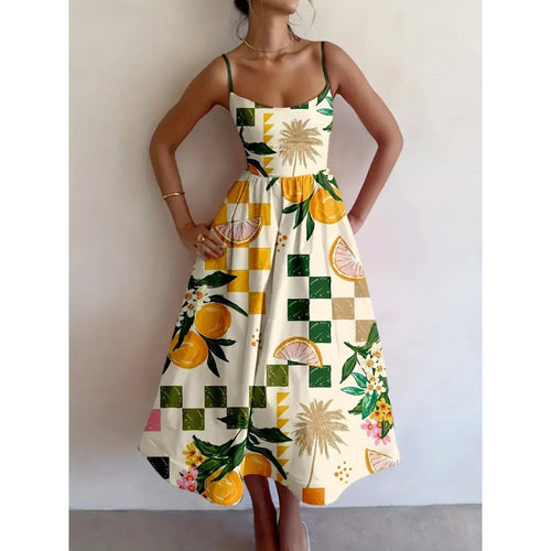 Liorabelle™ | Citrus Palm Midi Dress