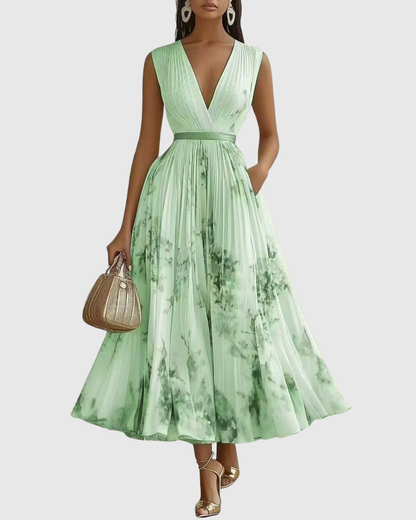 Rowella™ | Elegant Pleated Maxi Dress
