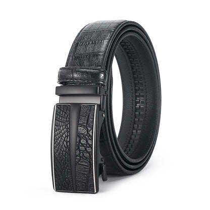 Savio™ | Men’s Crocodile Pattern Leather Belt – Automatic Buckle