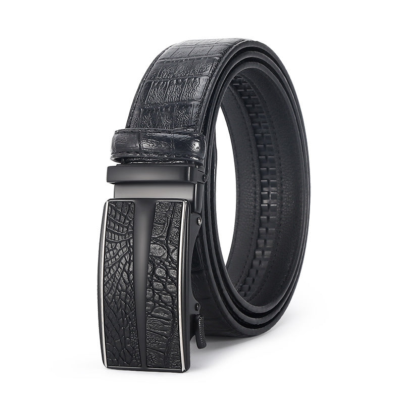 Savio™ | Men’s Crocodile Pattern Leather Belt – Automatic Buckle