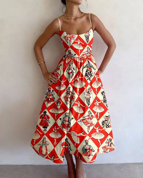Virella™ | Vintage Carousel Midi Dress