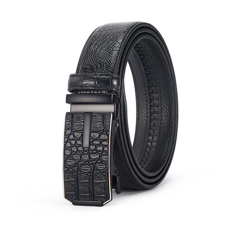 Savio™ | Men’s Crocodile Pattern Leather Belt – Automatic Buckle