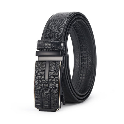 Savio™ | Men’s Crocodile Pattern Leather Belt – Automatic Buckle