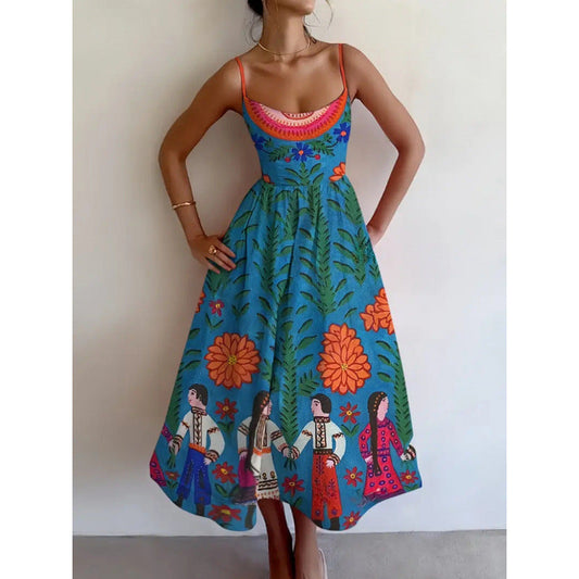 Velorina™ | Folk Garden Midi Dress