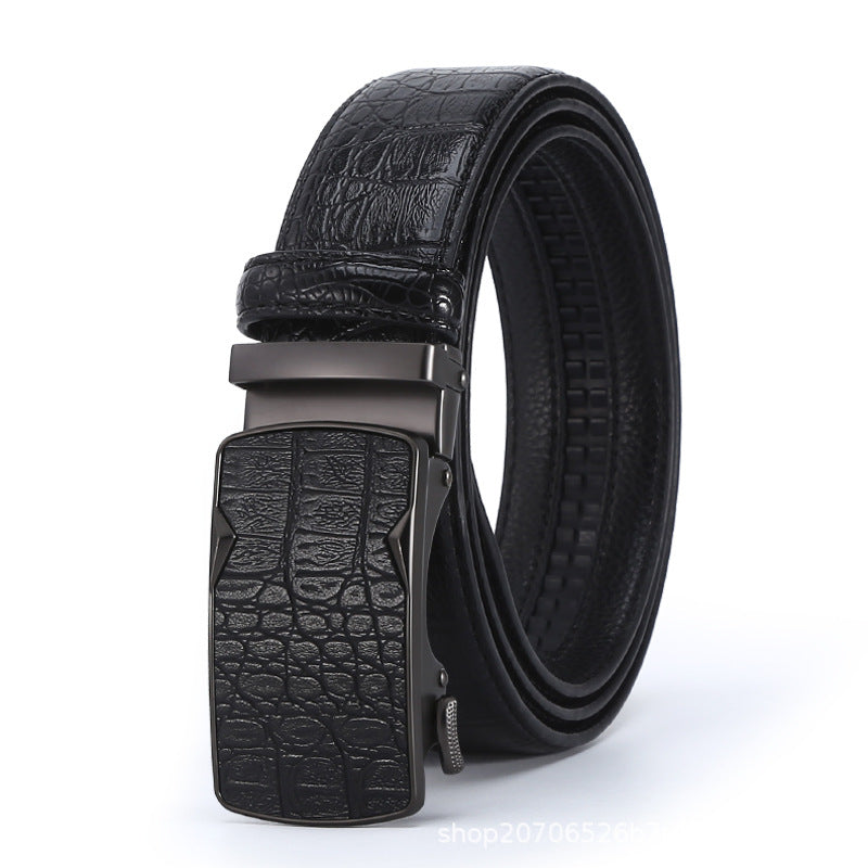 Savio™ | Men’s Crocodile Pattern Leather Belt – Automatic Buckle