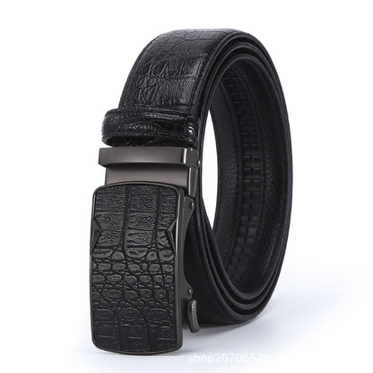 Savio™ | Men’s Crocodile Pattern Leather Belt – Automatic Buckle