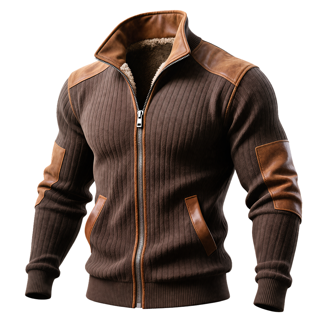 Arden™ | Ribbed PU Leather-Accent Jacket