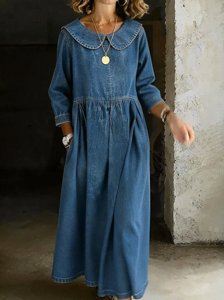 Ehra™ | Peter Pan Collar Denim Dress