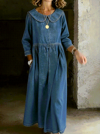 Ehra™ | Peter Pan Collar Denim Dress