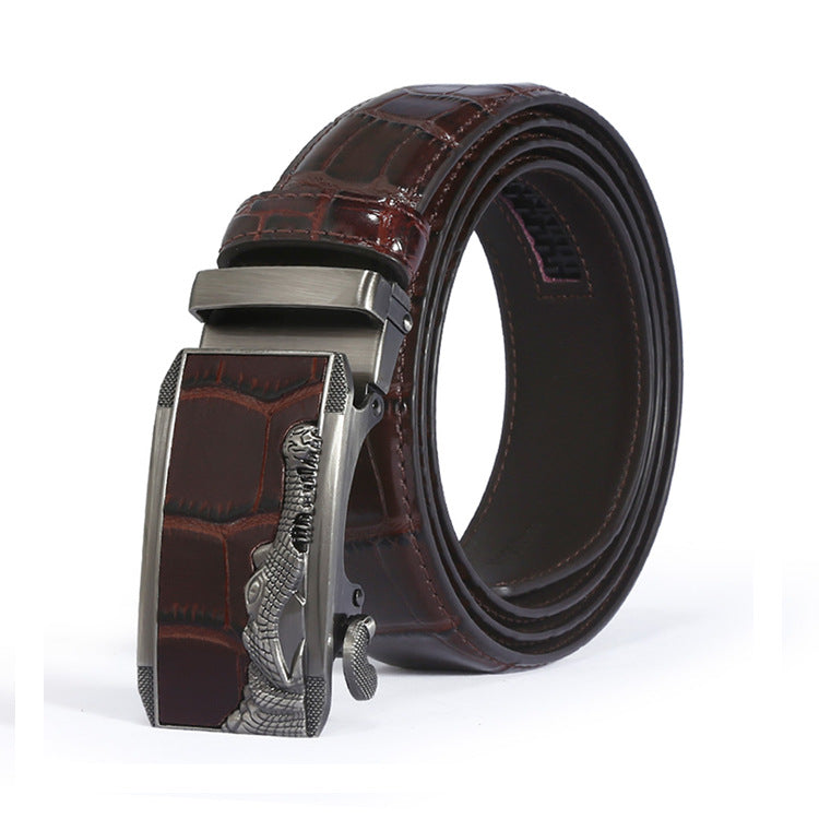 Sinclair™ | Men’s Crocodile Pattern Leather Belt – Automatic Buckle