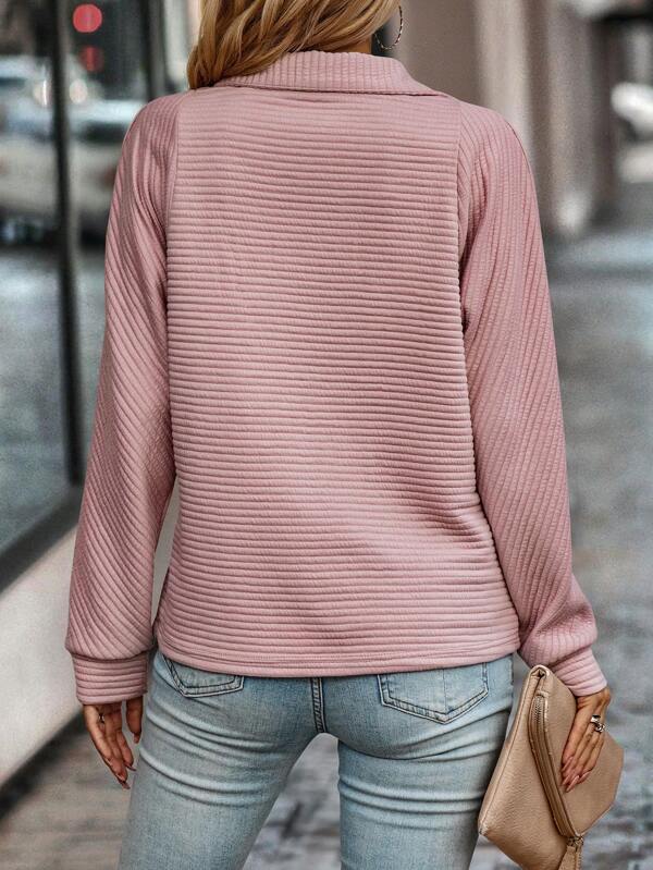 Women's V-Neck Zip Sweater, Fitted Silhouette | Sophisticated Neckline Detail, All-Season Layer | 6 Colorways | S–2XL