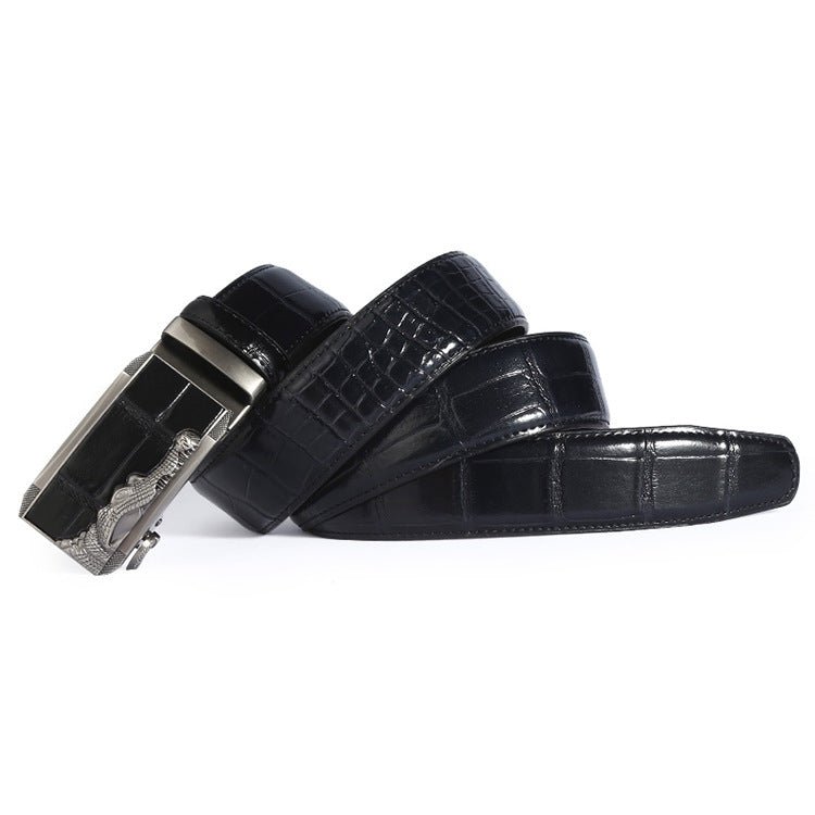 Sinclair™ | Men’s Crocodile Pattern Leather Belt – Automatic Buckle