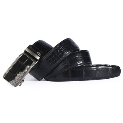 Sinclair™ | Men’s Crocodile Pattern Leather Belt – Automatic Buckle