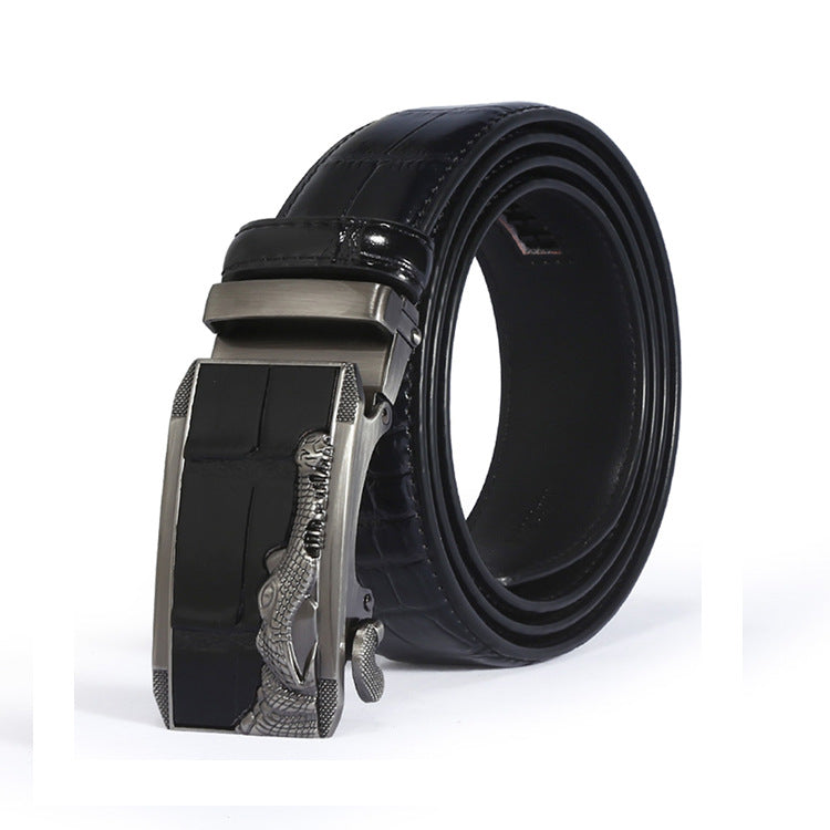Sinclair™ | Men’s Crocodile Pattern Leather Belt – Automatic Buckle