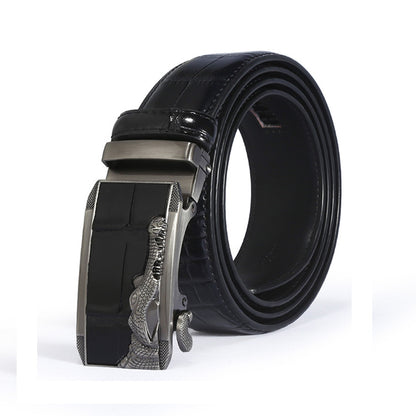 Sinclair™ | Men’s Crocodile Pattern Leather Belt – Automatic Buckle
