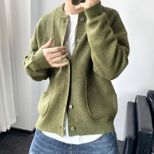 Nathaniel – Casual Knit Button Cardigan for Men