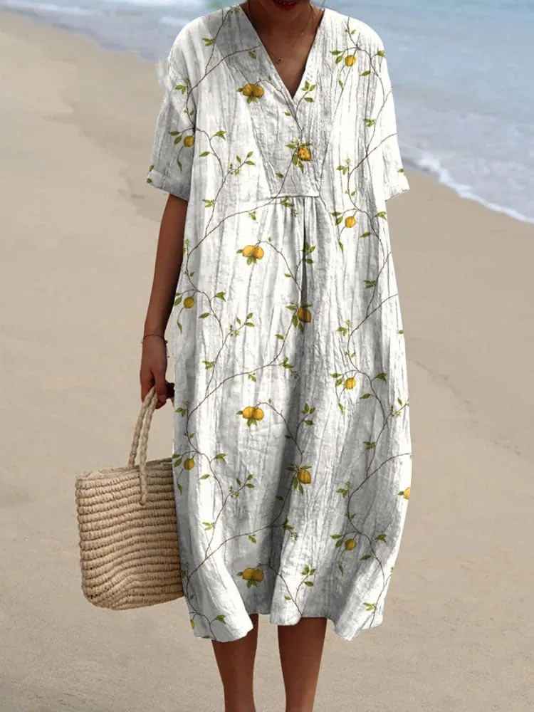 Briza™ - Women's Vintage Floral Art Print Flowy Casual Dress