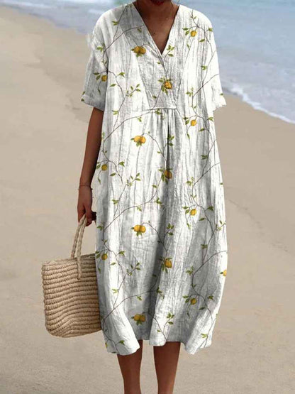 Briza™ - Women's Vintage Floral Art Print Flowy Casual Dress