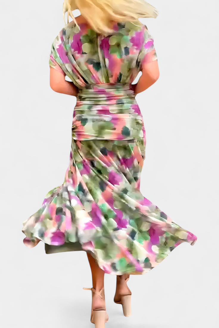 Florendra™ | Long Floral Dress V-Neck