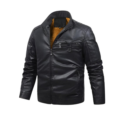 Sebastian | Retro leather jacket with fleece lining