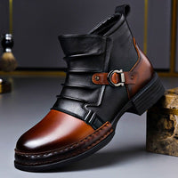Willson | Mens Italian Leather Boots with Metal Hardware | Cushioned Insoles, Grip Sole | Cognac, Oak Brown US 6-14.5