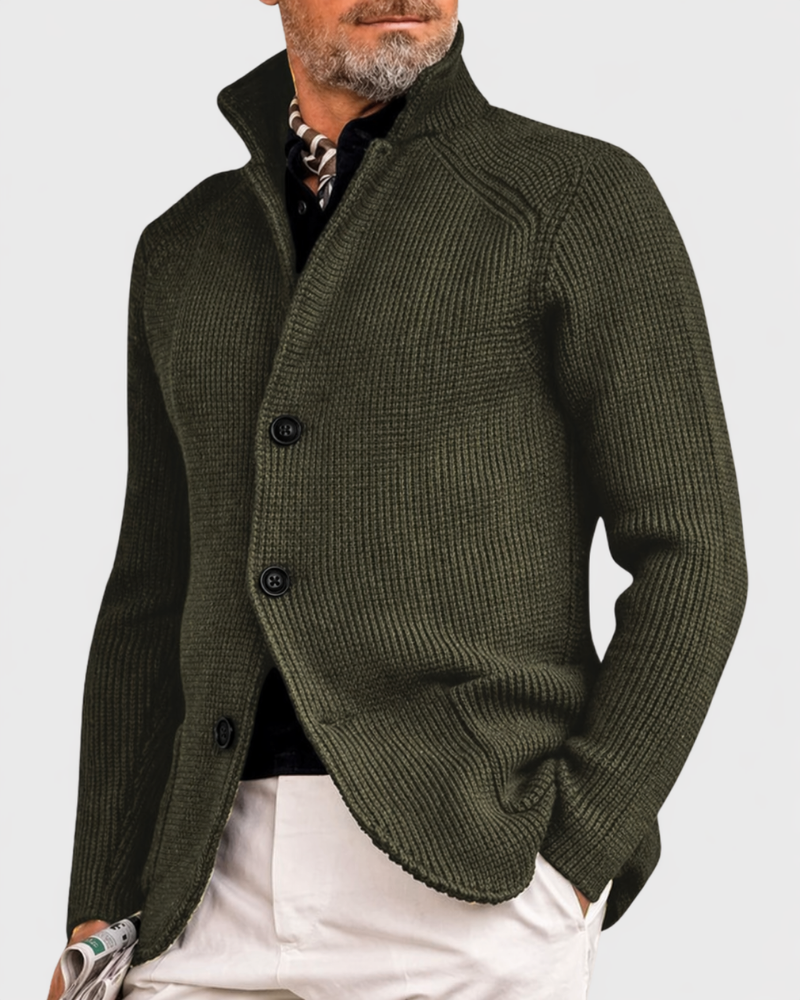 Henry Mens Cardigan Coat with Room for Layers in Olive Green