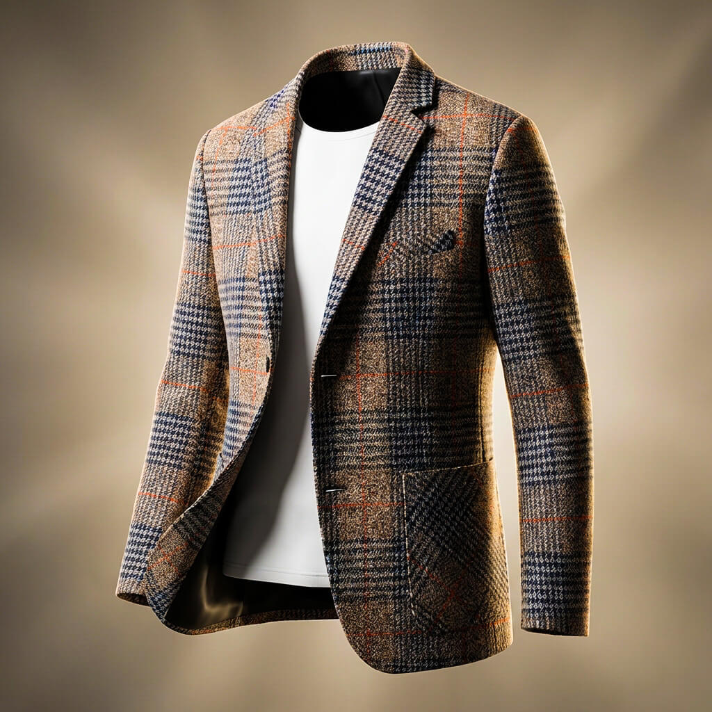 Kristopher Mens Houndstooth Wool Blend Blazer in Brown