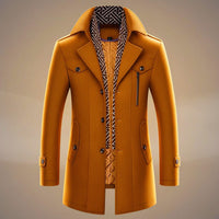 Kensworth | Mens Virgin Wool Coat with Detachable Scarf | Quilted Lining, Sharp Lapel | Brown, Blue, Gray and More XS-4XL