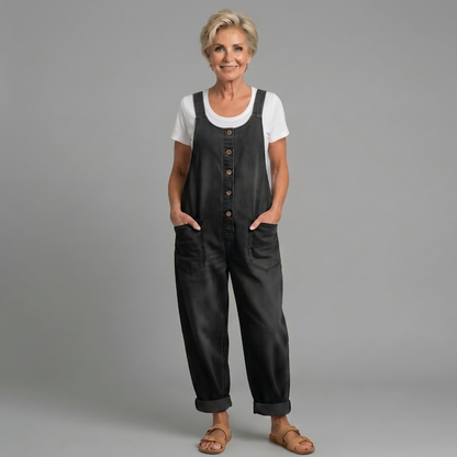 Solene™ | Vintage Washed Cotton Denim Overalls