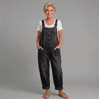 Solene™ | Vintage Washed Cotton Denim Overalls