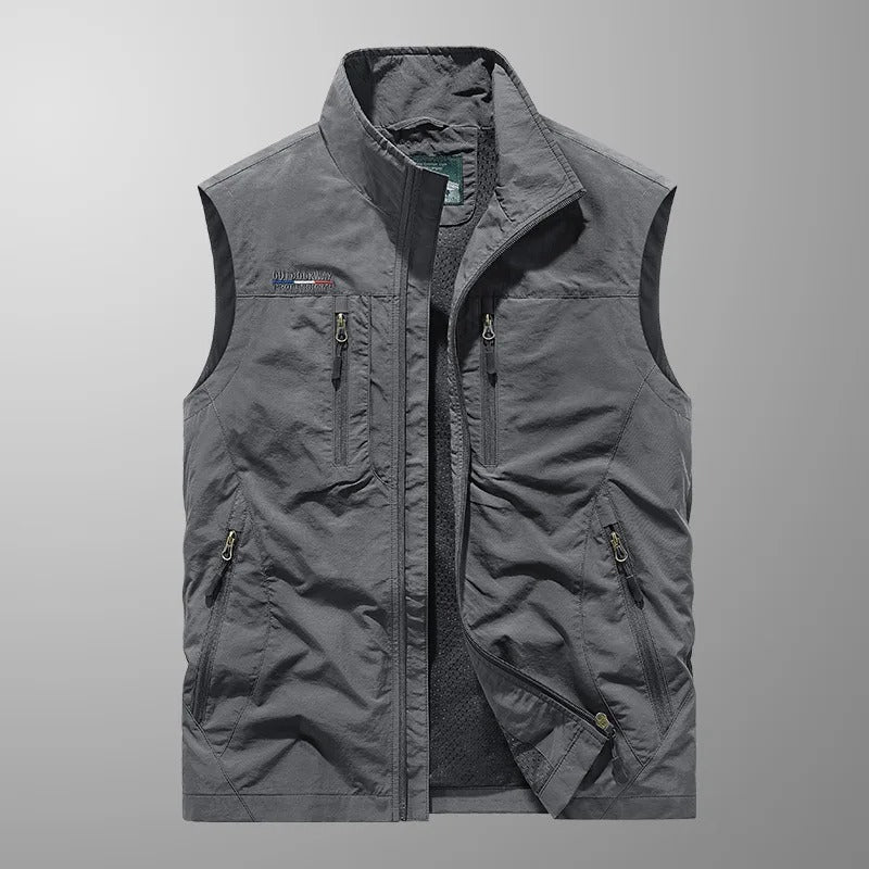 Robin | Herren Cargoweste mit Stehkragen und Zipptaschen — Utility-Vest in 6 Farben M–3XL | Westmere
