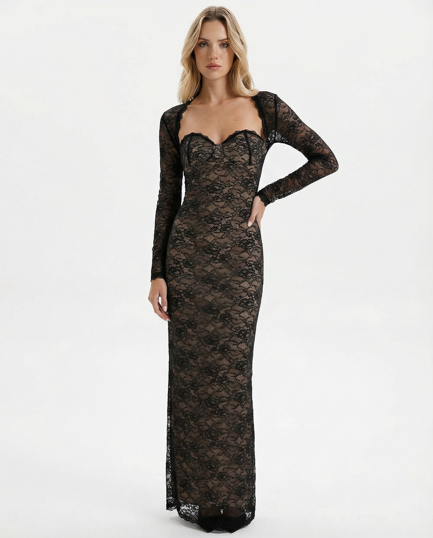 Lace Muse™ – Maxi Dress (Minimalist Elegance & Sensual Detail)