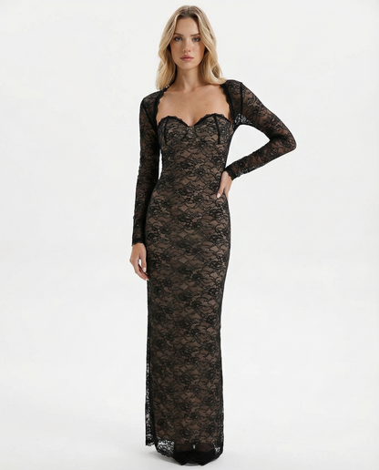 Lace Muse™ – Maxi Dress (Minimalist Elegance & Sensual Detail)