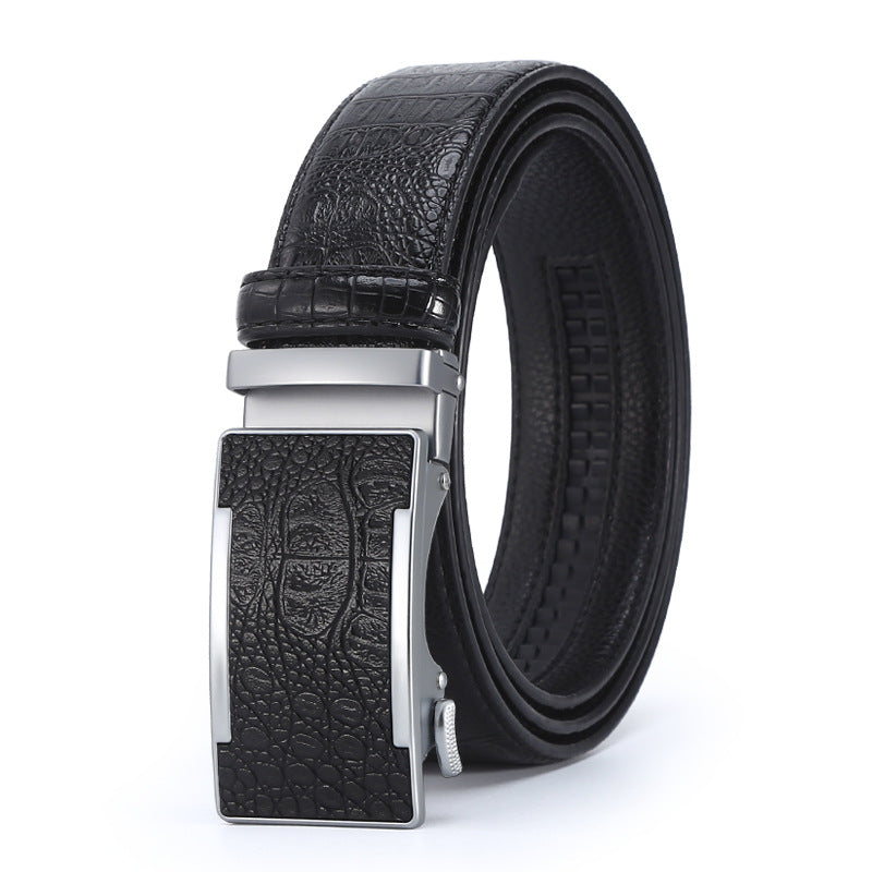 Savio™ | Men’s Crocodile Pattern Leather Belt – Automatic Buckle