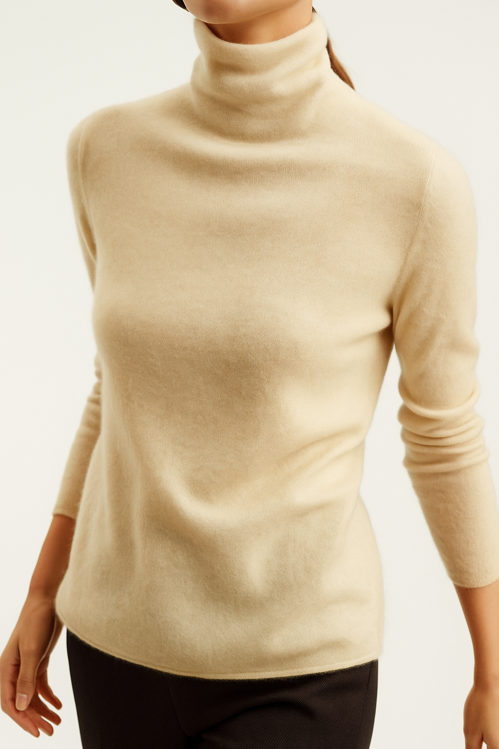 Victoria Womens Cashmere Blend Turtleneck Sweater, Slim Fit