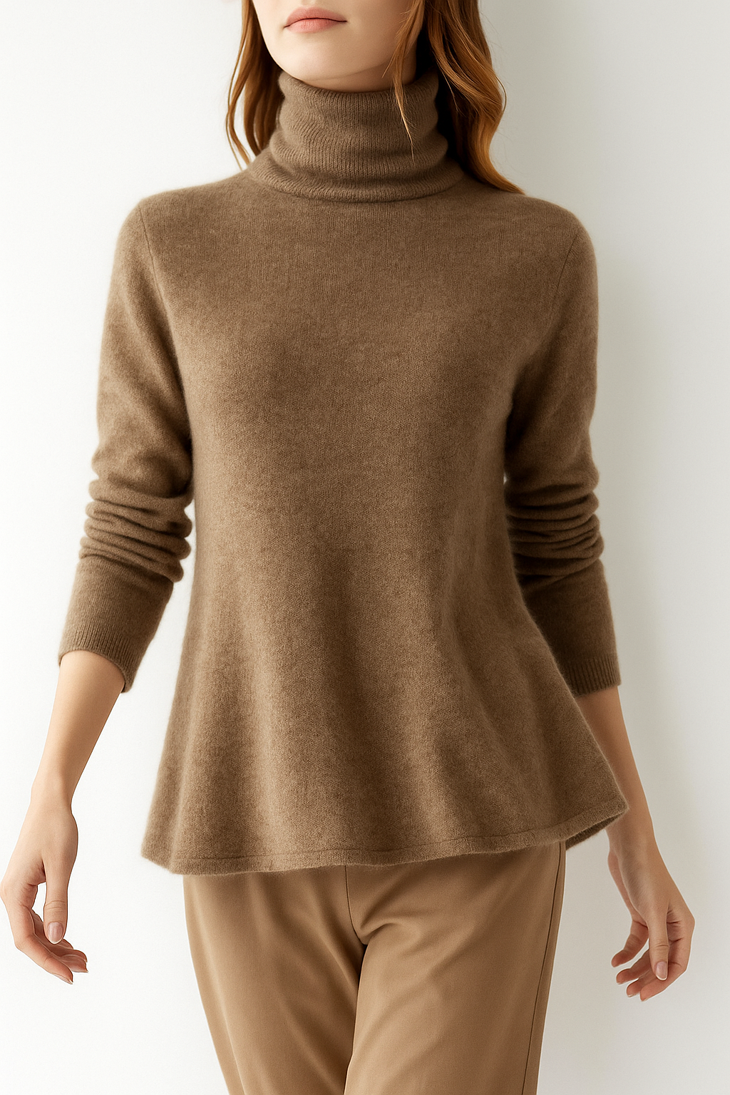 Victoria Womens Cashmere Blend Turtleneck Sweater, Slim Fit
