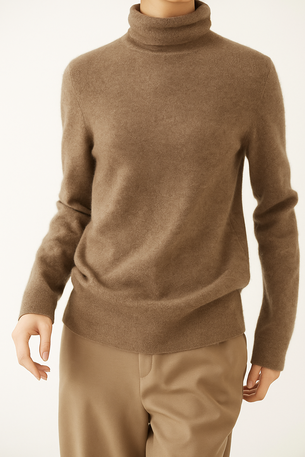 Victoria Womens Cashmere Blend Turtleneck Sweater, Slim Fit