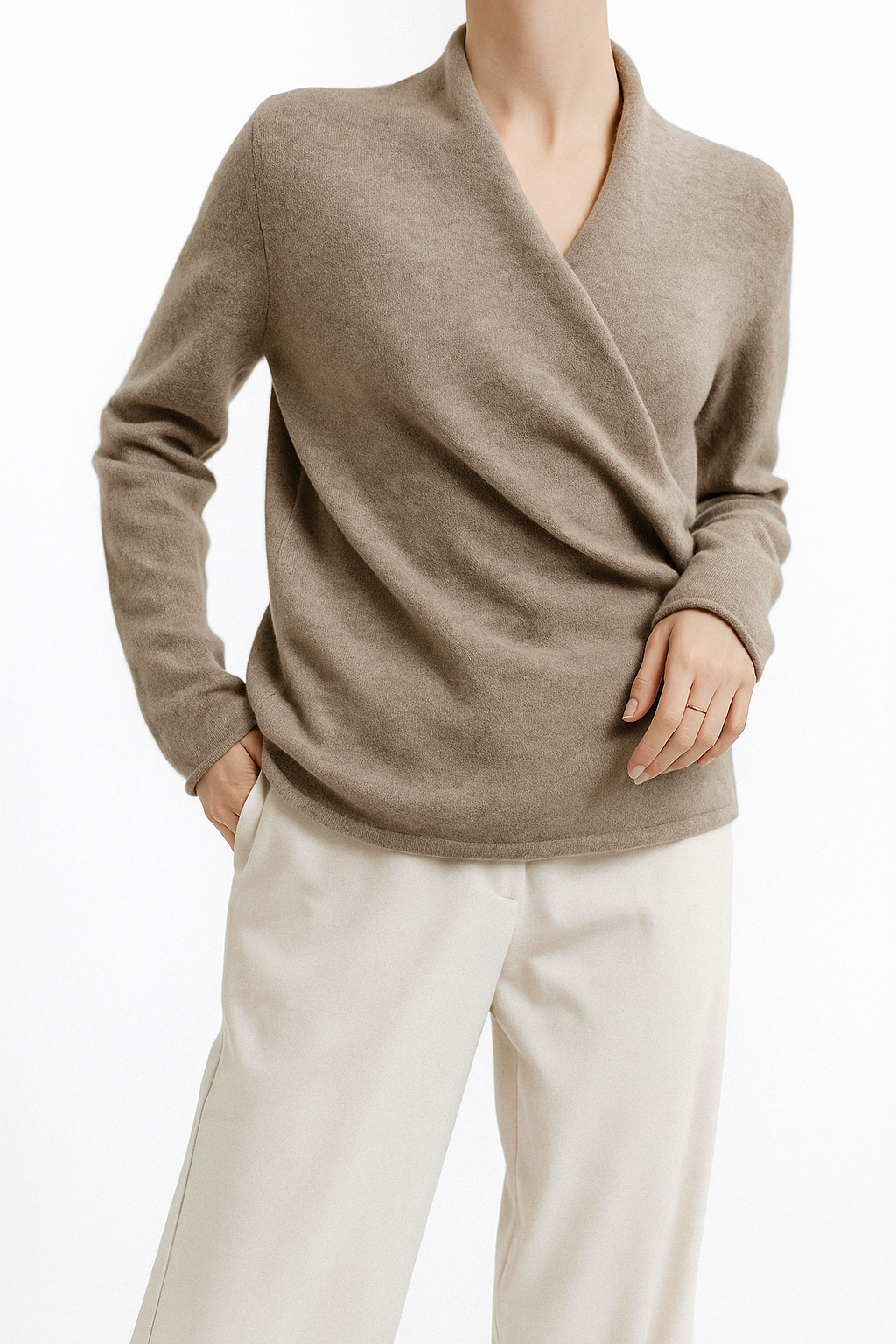 Kathryn Womens Cashmere Wrap Sweater with V-Neck
