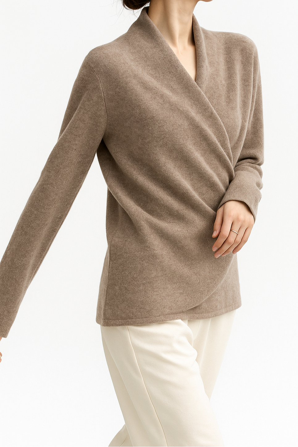 Kathryn Womens Cashmere Wrap Sweater with V-Neck