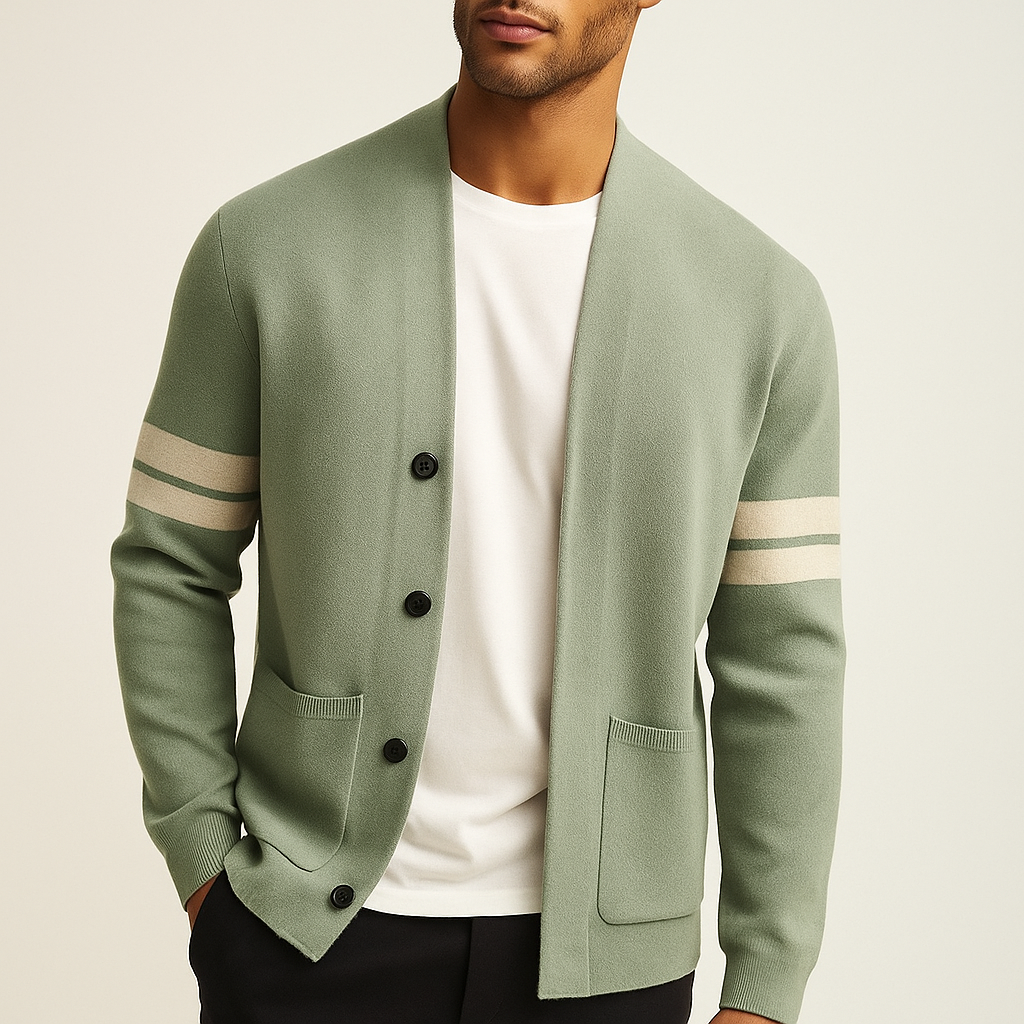 Giancarlo Mens Merino Wool Blend Cardigan in Light Green