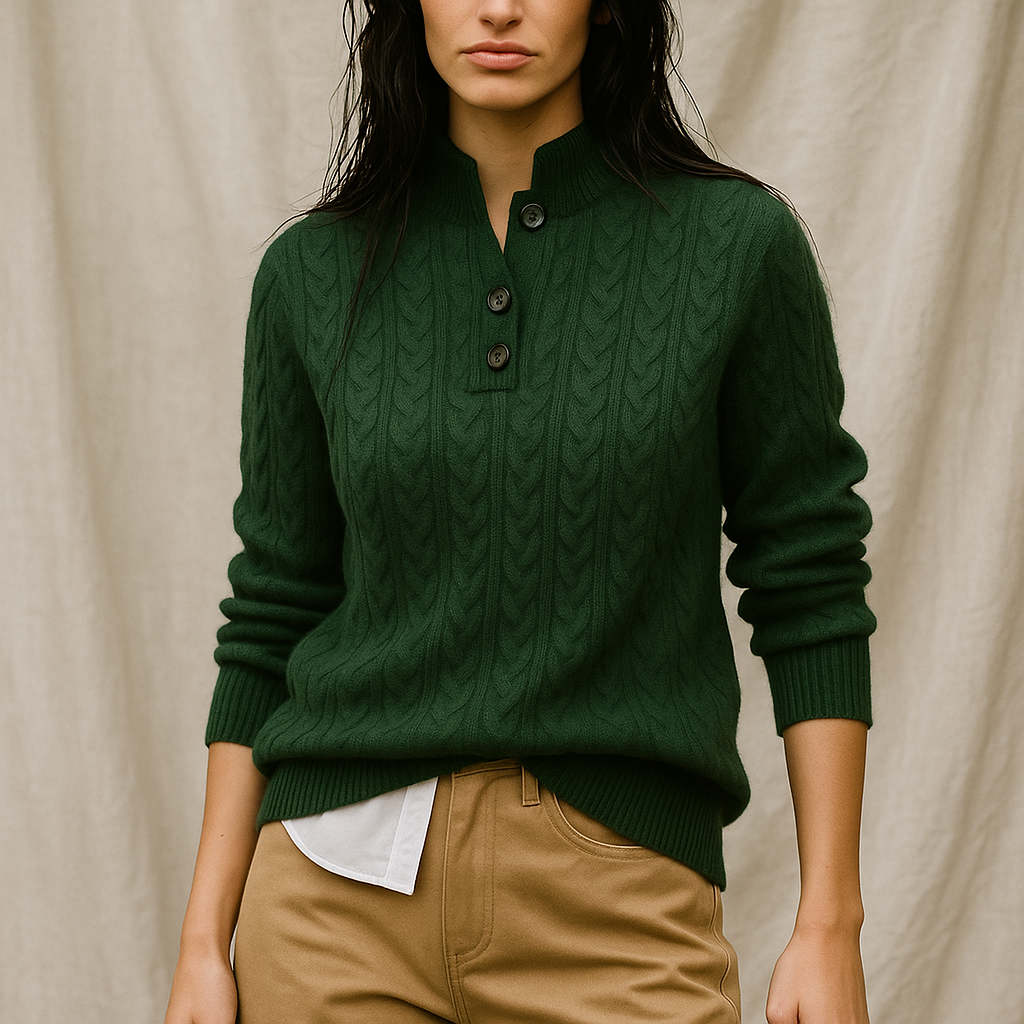 Arden Womens Button-Up Cable Knit Sweater