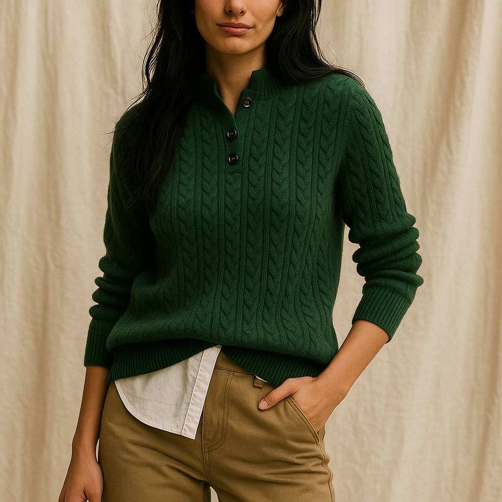 Arden Womens Button-Up Cable Knit Sweater