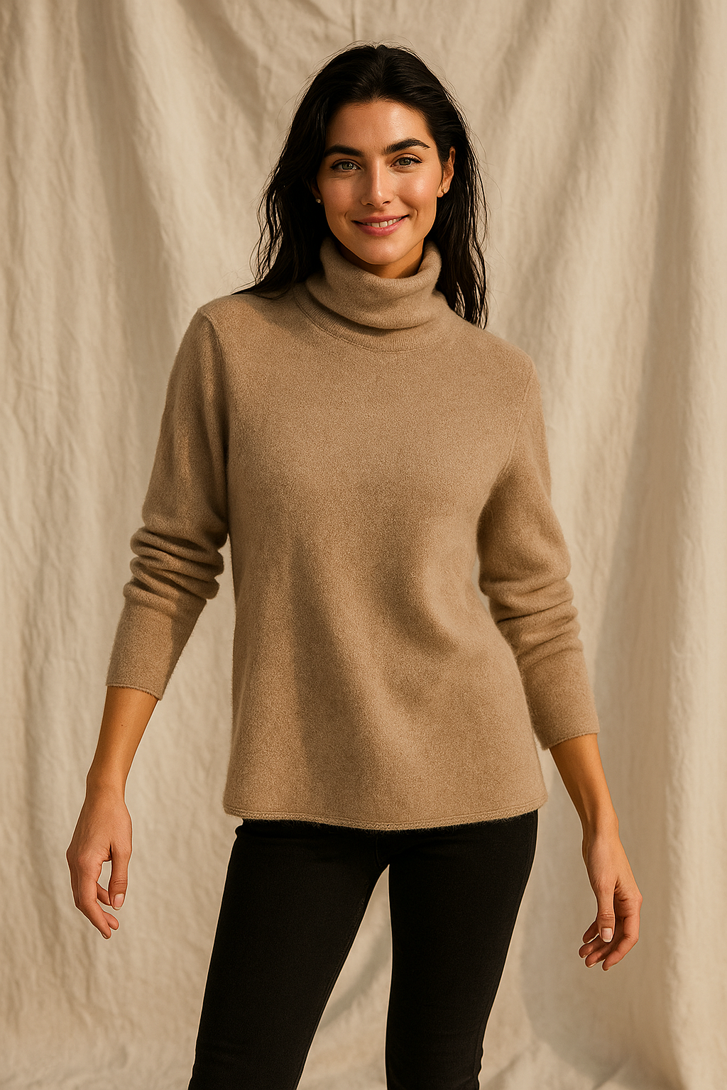 Victoria Womens Cashmere Blend Turtleneck Sweater, Slim Fit