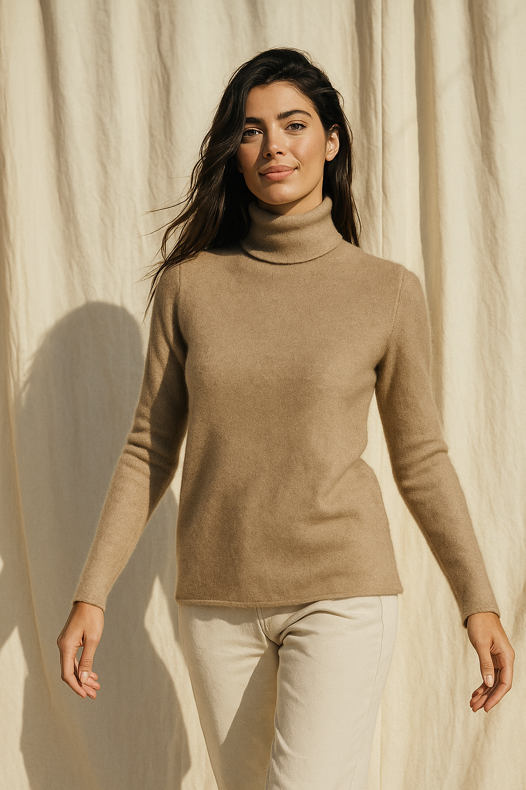 Victoria Womens Cashmere Blend Turtleneck Sweater, Slim Fit