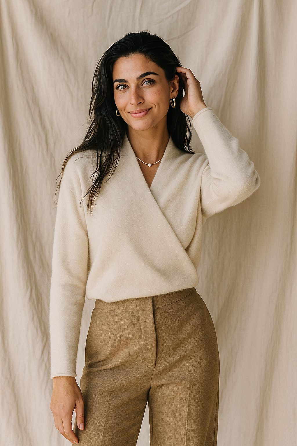 Kathryn Womens Cashmere Wrap Sweater with V-Neck