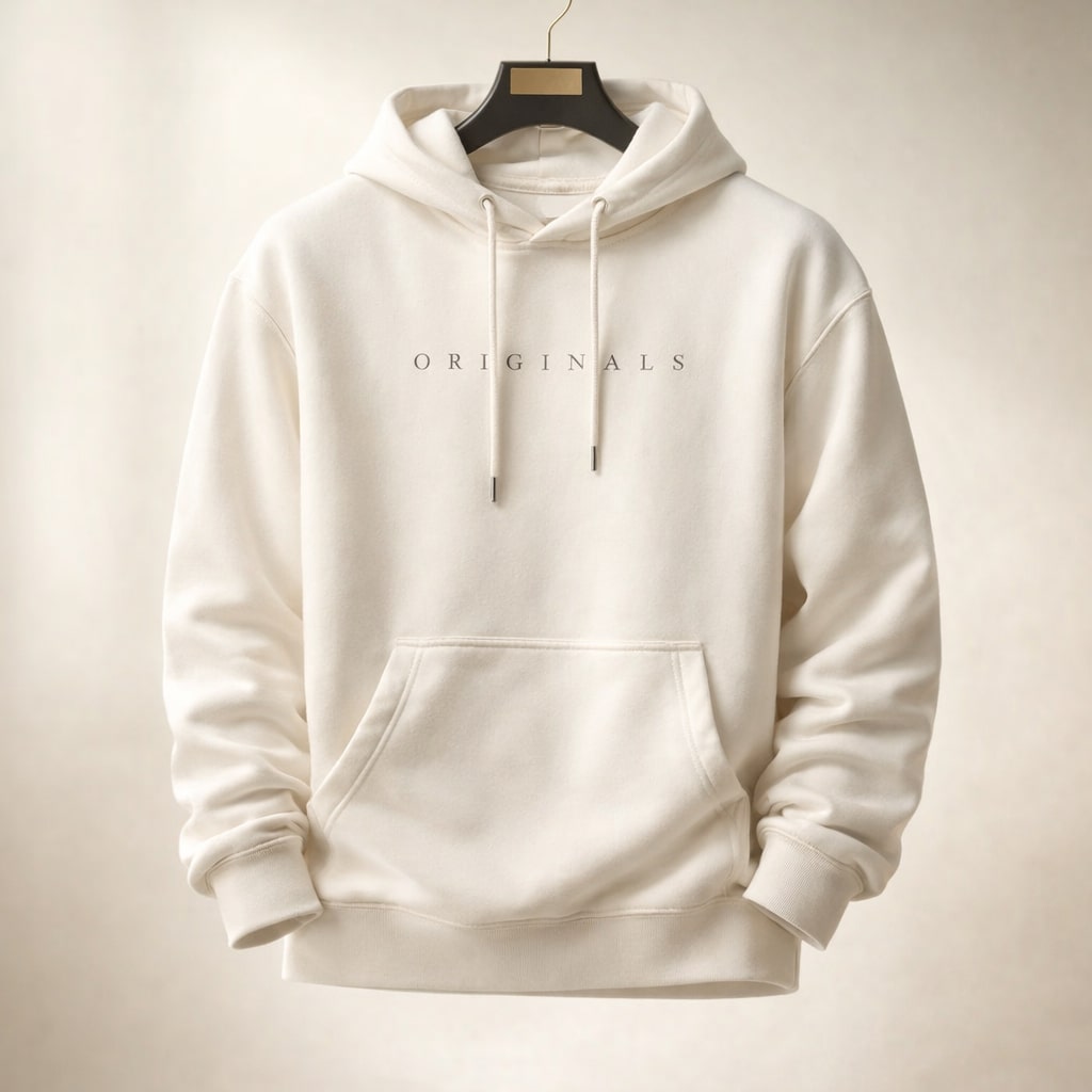 Jesse Mens Relaxed Fit Hoodie with Kangaroo Pocket in Beige